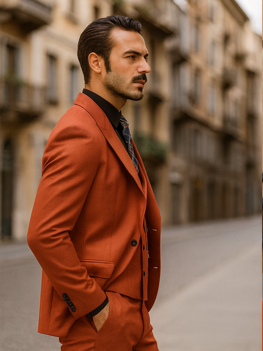 Designer Red Three-Piece Suit – Business & Wedding Wear for Men