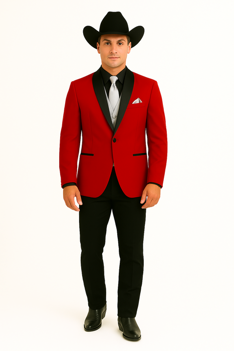 Men's Red One Button Suit