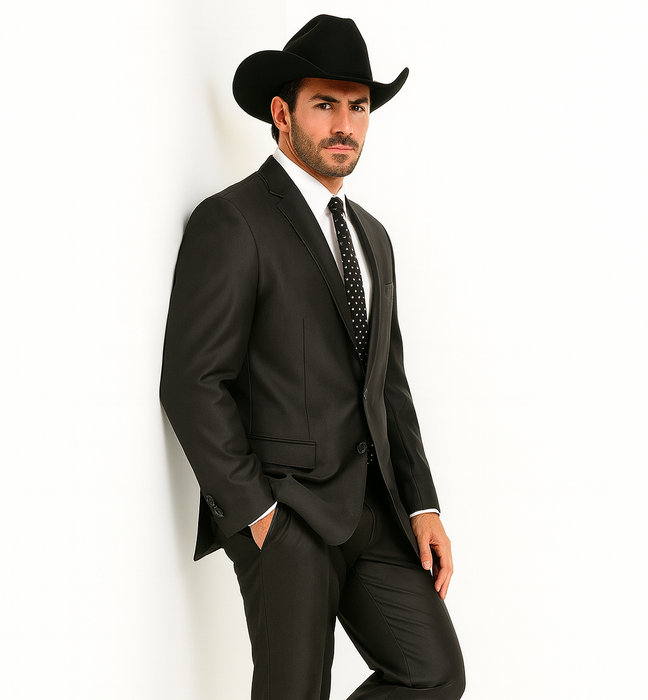 Men's Slim Fit Trimmed Two Tone Blazer/affordable suits online sale/Tuxedo - Black