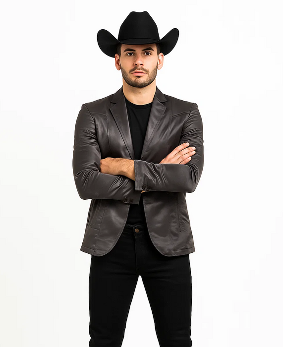 Men's Slim Fit Western Blazer Sport Coats Charcoal Sacos Vaqueros Para Hombre