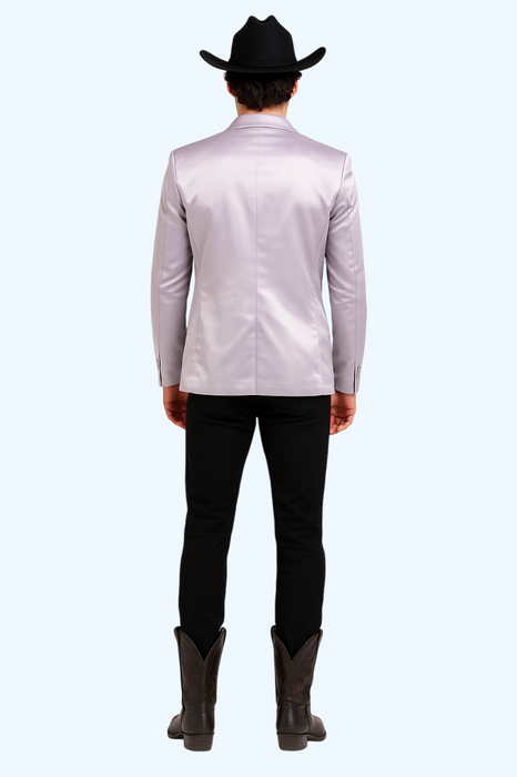 Men's Slim Fit Western Blazer Sport Coats Silver Sacos Vaqueros Para Hombre