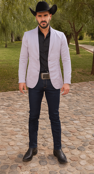 Men's Slim Fit Western Blazer Sportcoat Silver Sacos Vaqueros Para Hombre