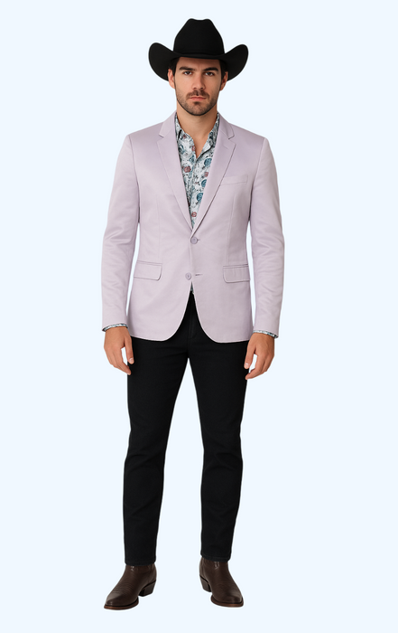 Men's Slim Fit Western Blazer Sport Coats Silver Sacos Vaqueros Para Hombre