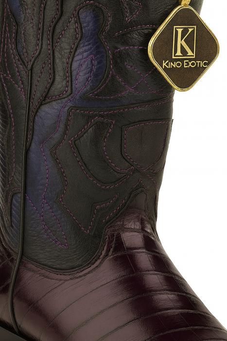 Men's King Exotic Snip Toe Eel Boots Handcrafted Burnished Purple (494RD0866)