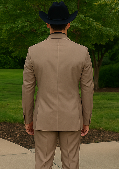 Mens Stacy Adams Suit - Designer Suit - 3 Piece Suit - Vested Suit - Flat Front Pant- Modern Fit Suits Tan Suit