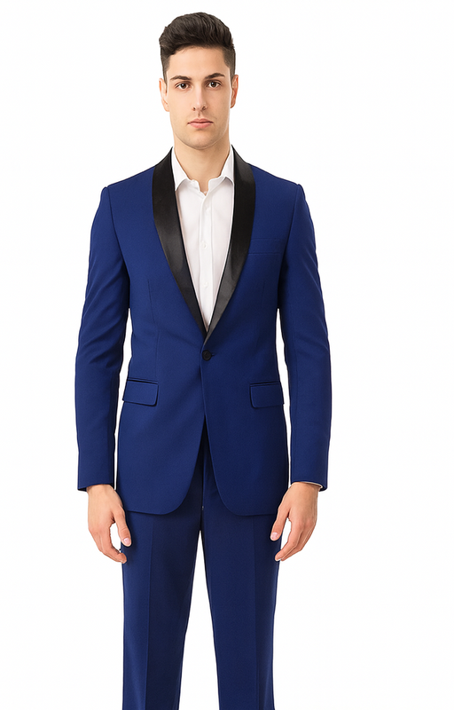 Men'S Teal Dark Navy Shawl Lapel Tuxedo Suit