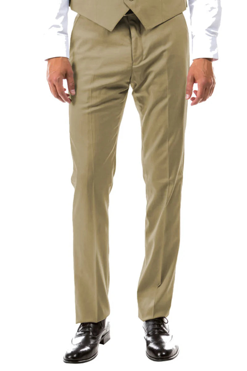 Mens Zegarie Brand Men's Designer Wool Suit Separate Pants in Tan Modern Fit