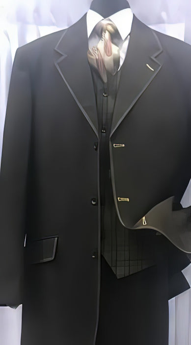 Milano Moda Men's Black High Fashion Vested Cheap Priced Business Milano Suit Clearance Sales
