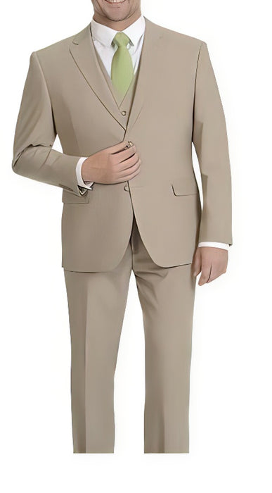 Brand: Caravelli Collezione Suit - Caravelli Suit - Caravelli italy Caravelli Men's 2 Button Tan Vested Slim Fit Fully Lined Suit