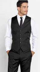 Men's Solid Black Vest + Matching Dress Pants Set + Any Color Shirt And Tie