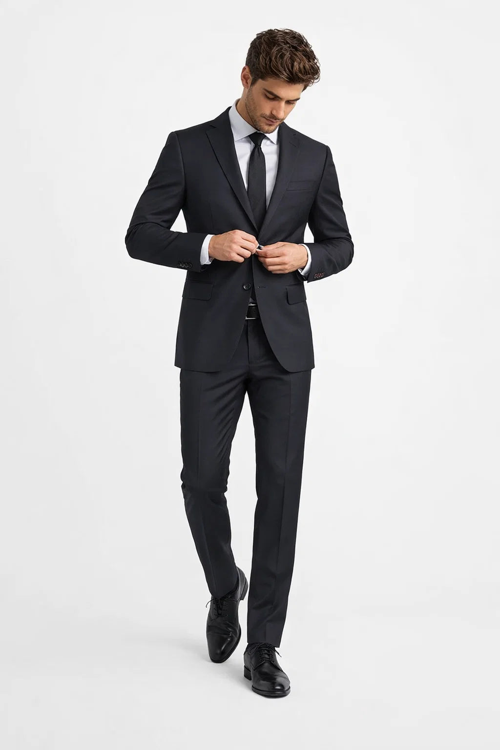 Novello Black, Modern Fit, Pure Wool Suit by Tiglio Luxe Modern Fit