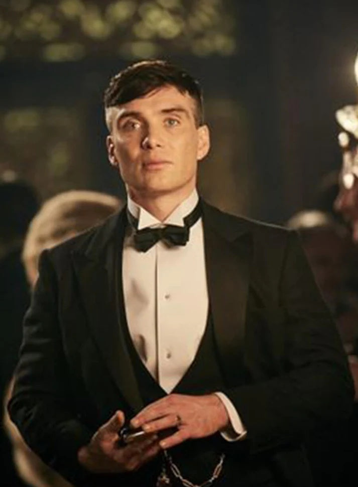 Men’s Black Peaky Blinders Style Three-Piece Tuxedo Suit – Classic Formal Suit with Blazer and Waistcoat Peak Lapel 1920s Style