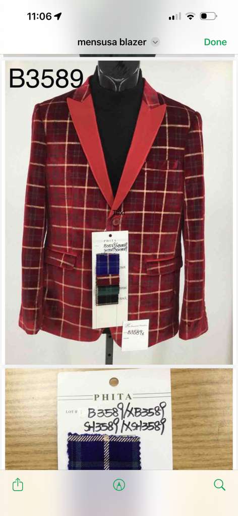 Mens Red Burgundy Plaid Blazer with Contrast Lapel – Velvet Fabric Check Prom Blazer Jacket for Party, Christmas New Year Holiday Jacket