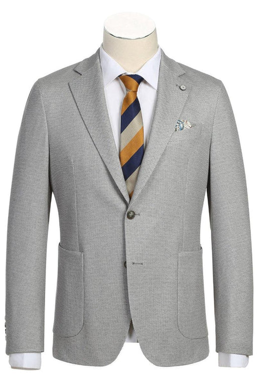 "Elevate Your Prom or Wedding Style: Pelago Half Canvas Grey Unconstructed Sport Coat with Patch Pockets"