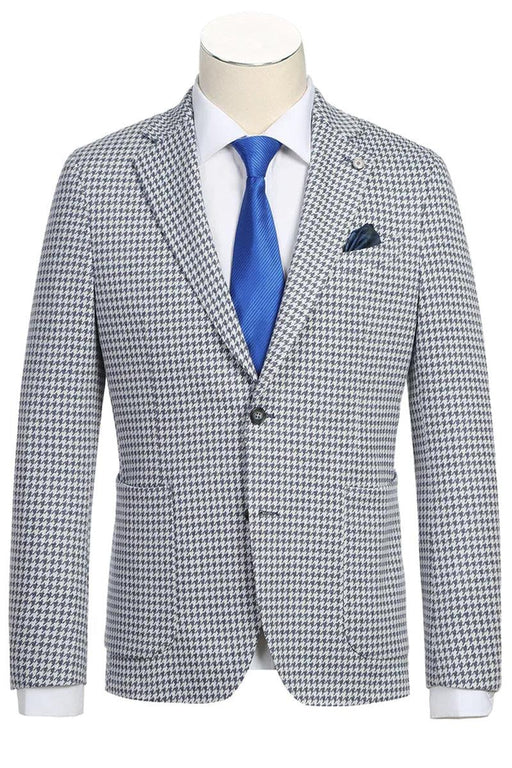 "Pelago Men's Half Canvas Unconstructed Blazer in Black & White Houndstooth"