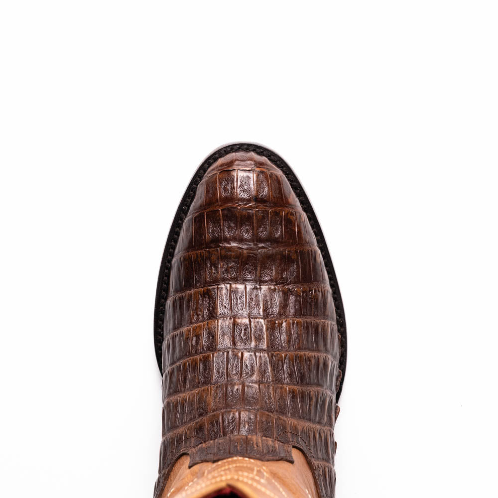 Marco Di Milano Phoenix Aged Maple Caiman Crocodile Round Toe Cowboy Boots - Image 6