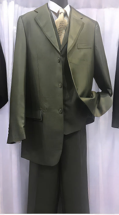 Milano Moda Men'S High Fashion Vested Cheap Priced Business Milano Suits Clearance Sale Olive
