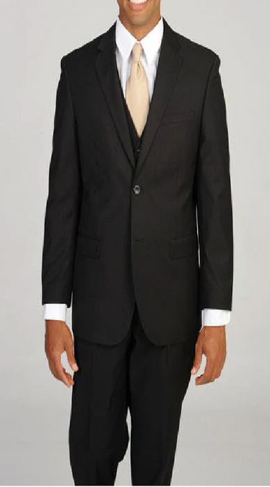 Brand: Caravelli Collezione Suit - Caravelli Suit - Caravelli italy Caravelli Men's 3 Piece Black 2 Button Slim Fit Vested Suit