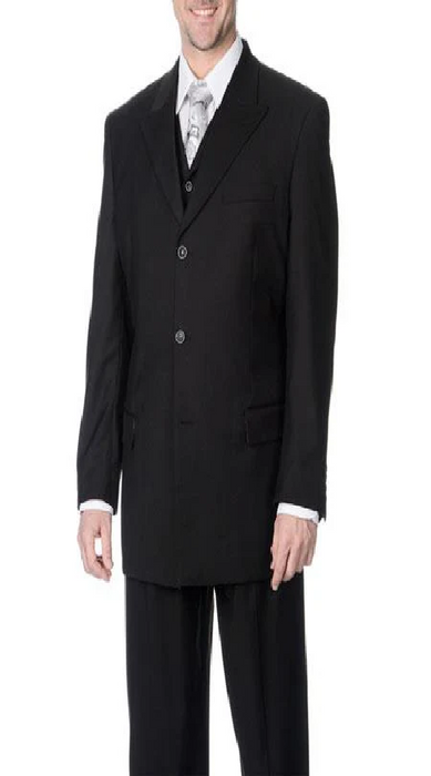 Brand: Caravelli Collezione Suit - Caravelli Suit - Caravelli italy Caravelli Men's Classic Fit Black 3-piece Vested Peak Lapel Suit