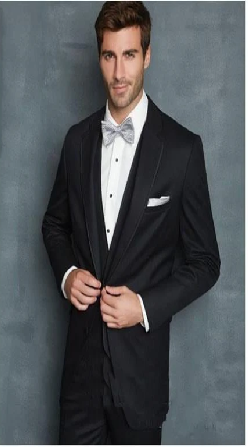 Men's 2 Button Vest Black Suit