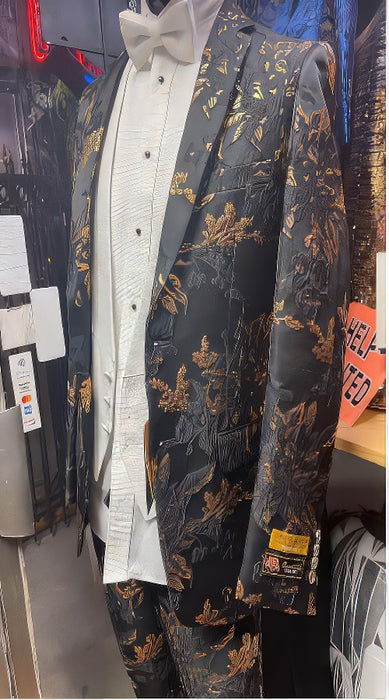 Gold Suit - Black and Gold Suit With Matching Bowtie
