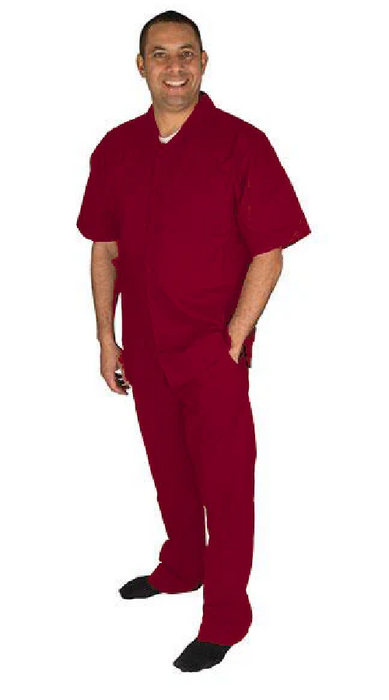 Linen Walking Suit Burgundy Men's Leisure Suit