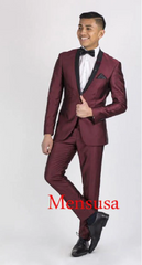 Men'S Burgundy ~ Wine ~ Maroon Slim Fit Tuxedo Burgundy Suit Burgundy Tuxedo