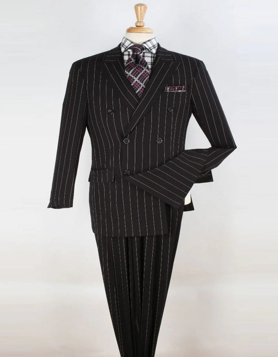 1920s Mens Suit - 1920s Mens Outfit - 1920s costume Bold Pinstripe Wide Suit in Black - Men's Tuxedo USA