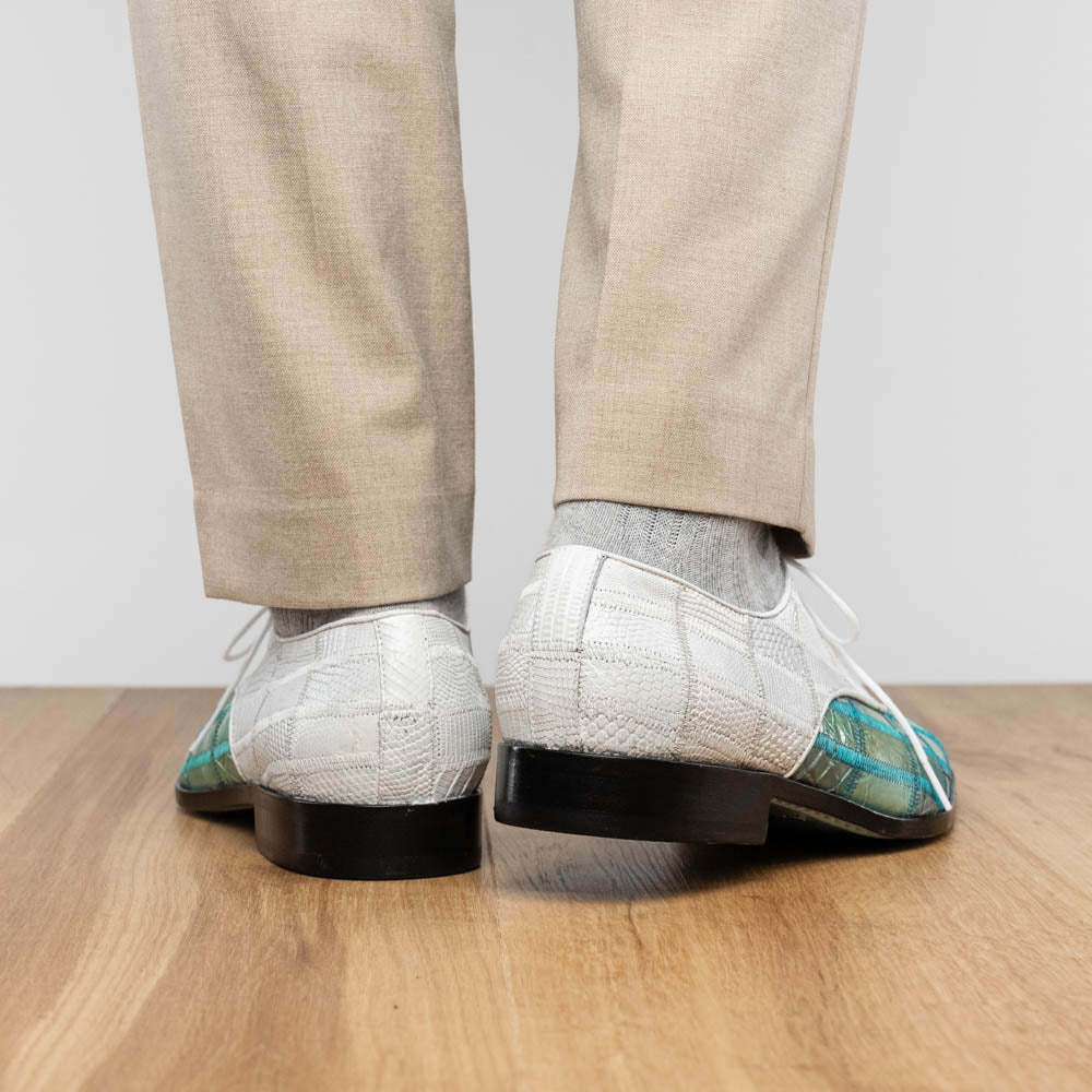 Marco Di Milano Pissa Turquoise & White Leather Loafers
