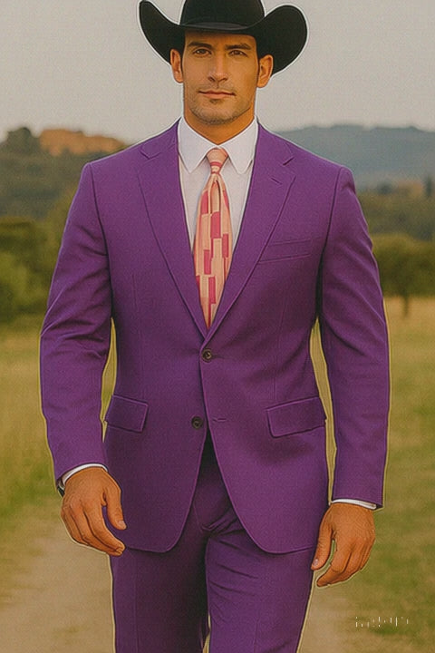 Men's Multi-Stage Party Cheap Priced Business Suits Clearance Sale Collection Purple Slim Fitted Suit