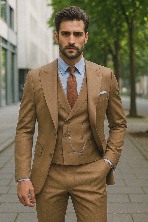 Designer Brown Three-Piece Suit – Business & Wedding Attire