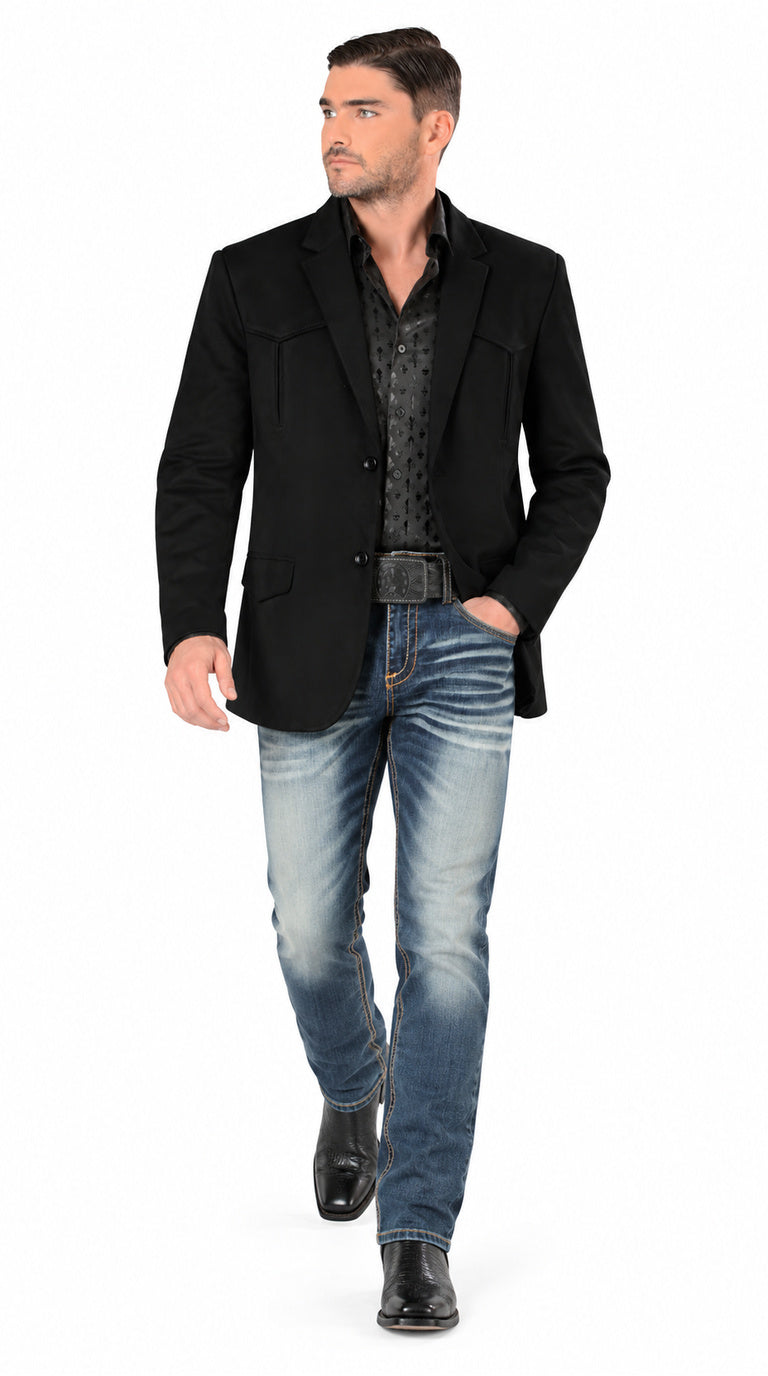 Montero Men's Plain Western Blazer – Slim Fit (ID 2184)