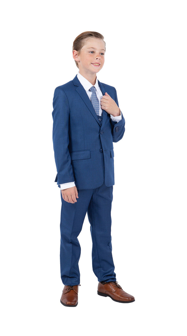 Perry Ellis Boys' Sharkskin 5-Piece Suit - Slate Grey