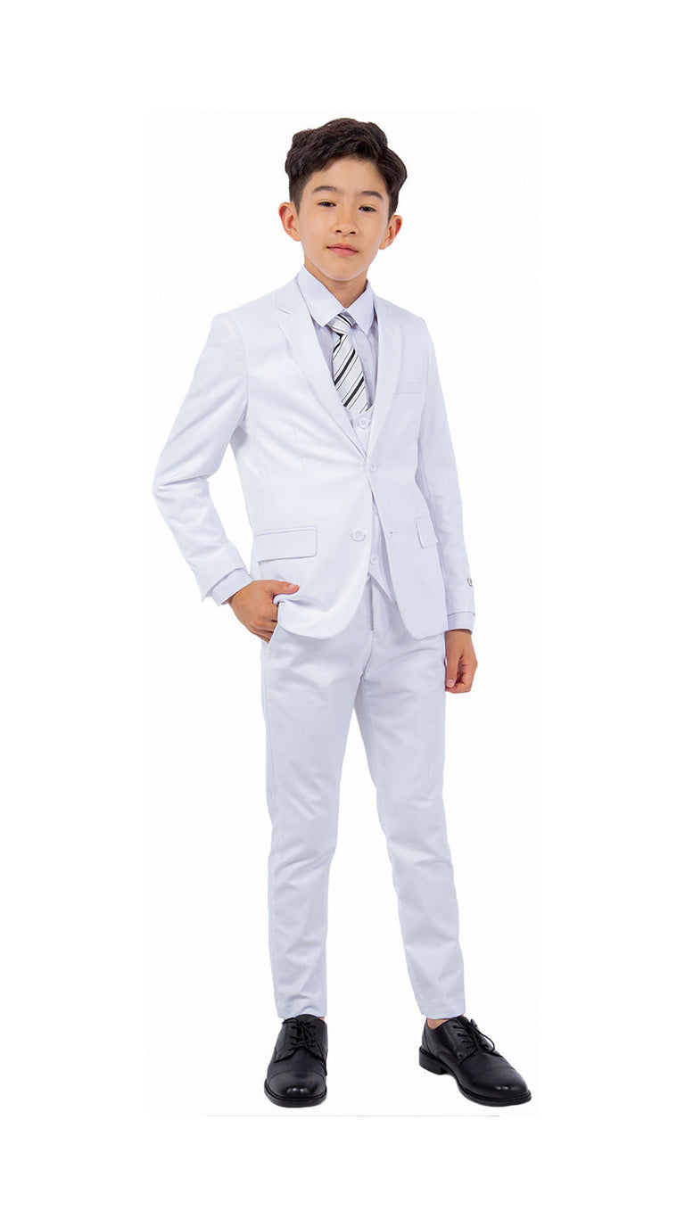 Stacy Adams Boy's 5-Piece Solid Suit - White