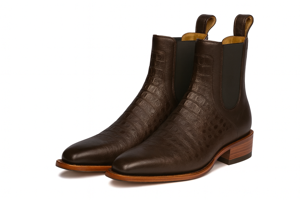 Mens Short Caiman Print Boots