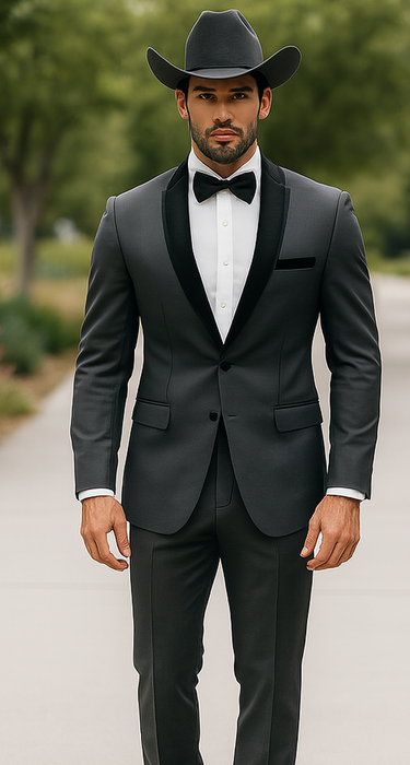 Rayon/Poly Modern Fit Suits Eleganza 2 button Blazer with Black Edge Trim Lapel Dinner Jacket suit