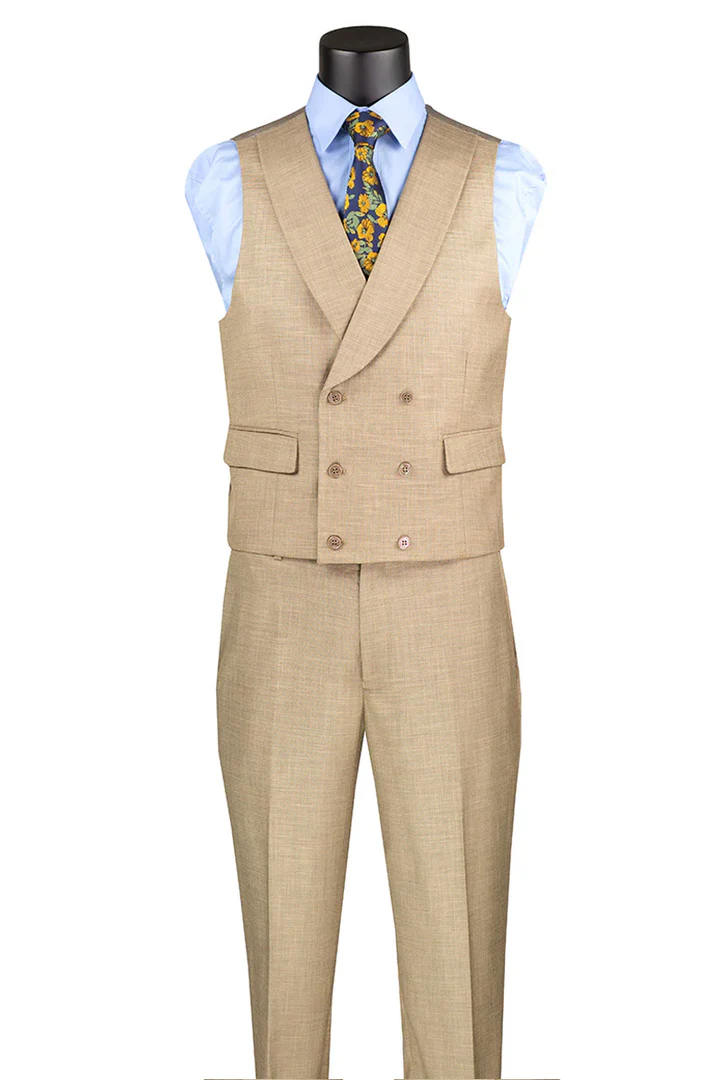 Mens Easter Suit - Jacket and Pants in Summer Color Tan Modern Fit Light Weight Modern Fit