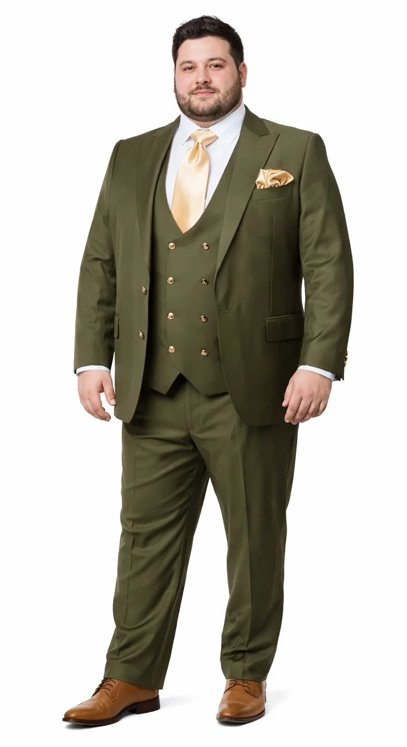 Rossi Man MAX RM1775 Slim Fit 3-Piece Suit – Sophisticated Tailored Olive Green Suit for Men