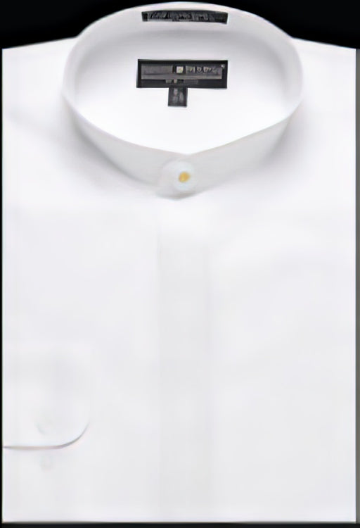 Men'S Collarless Embroidered Mandarin Banded Collar Preacher Round Style White Men Dress Shirt