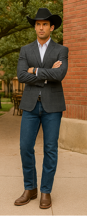 Saco vaquero - Western Sport Coat - Western Blazer - Men's Slim Fit 2 Button Sport Coat Blazer In Grey Windowpane Plaid