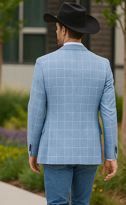 Saco vaquero - Western Sport Coat - Western Blazer- Men's Slim Fit Business Casual Summer Windowpane Plaid Blazer