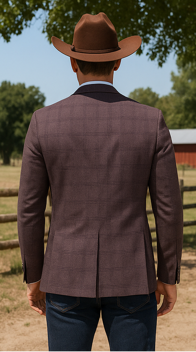 Saco vaquero - Western Sport Coat - Western Blazer - Men's Slim Fit Casual Sport Coat Blazer In Dark Rose Pink Plaid