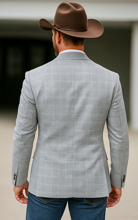 Saco vaquero - Western Sport Coat - Western Blazer - Men's Two Button Classic Houndstooth Plaid Sport Coat In Black/white