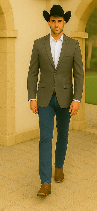 Saco vaquero - Western Sport Coat - Western Blazer- Men's Two Button Regular Fit Sport Coat In Dark Green Glen Plaid