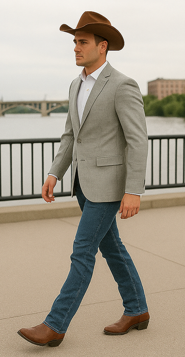 Saco vaquero - Western Sport Coat - Western Blazer - Men's Two Button Regular Fit Sport Coat In Light Green Glen Plaid