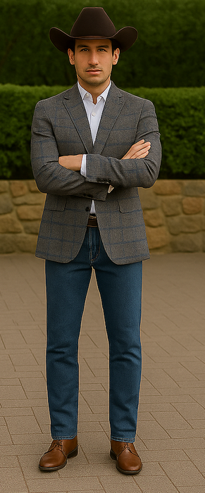 Saco vaquero - Western Sport Coat - Western Blazer - Men's Two Button Slim Fit Glen Plaid Charcoal Grey Sport Coat Blazer