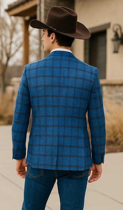 Saco vaquero - Western Sport Coat - Western Blazer - Men's Two Button Slim Fit Glen Plaid Sport Coat Blazer