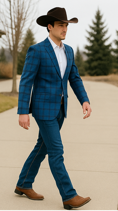 Saco vaquero - Western Sport Coat - Western Blazer - Men's Two Button Slim Fit Glen Plaid Sport Coat Blazer