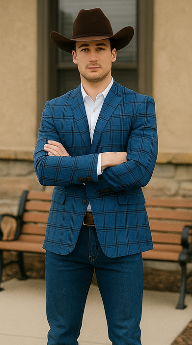 Saco vaquero - Western Sport Coat - Western Blazer - Men's Two Button Slim Fit Glen Plaid Sport Coat Blazer