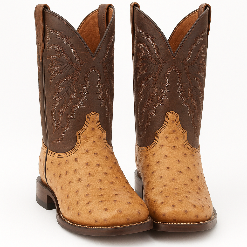 Dan Post Men's Alamosa Full Quill Ostrich Square Toe Boots - Sand - Image 9